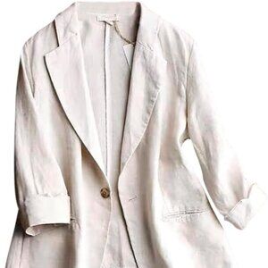 Linen-Blend Blazer – NWOT -- Women’s XL, Beige, IDEALSANXUN